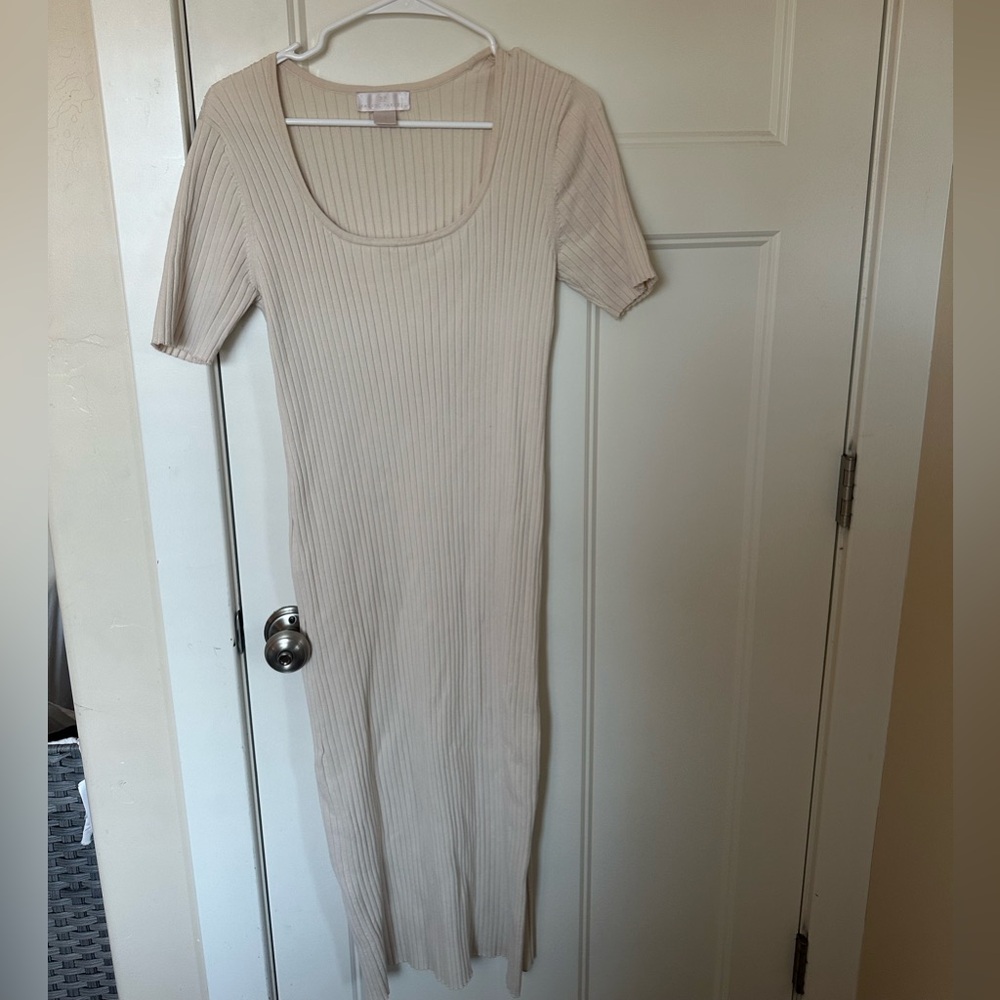 Rachel Parcell Beige Ribbed Knit dress